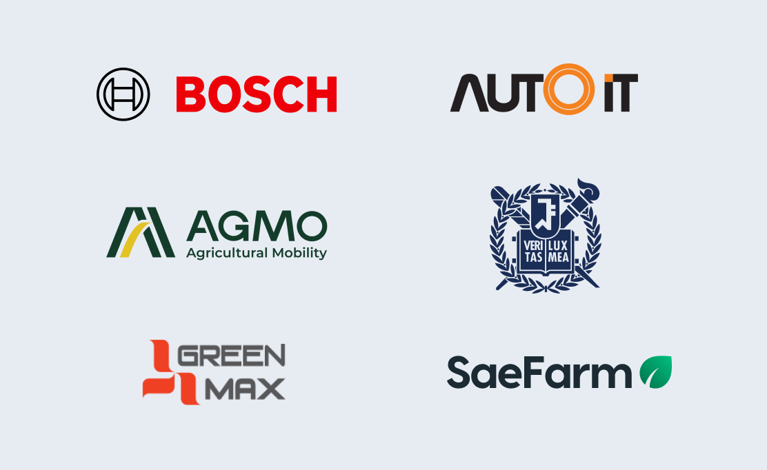 6 SeamOS partners: Bosch, AutoIT, Agmo, Green Max, SaeFarm, university partner